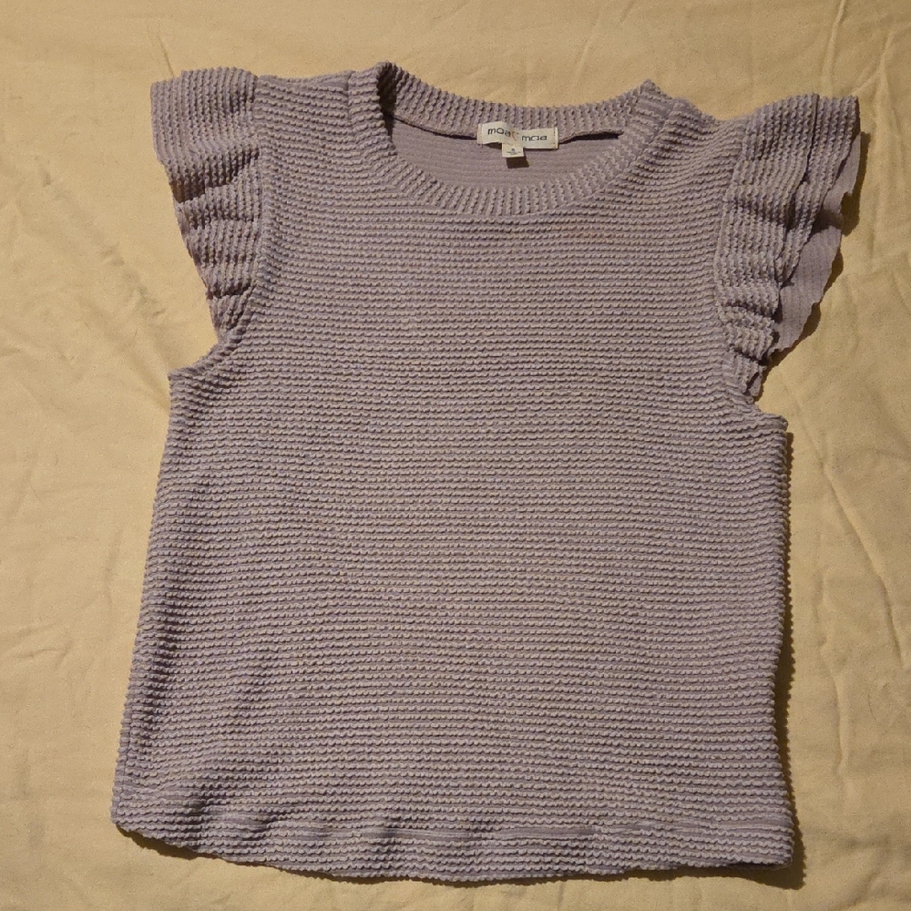 Moa Moa Lavender Ruffle Sleeve Blouse